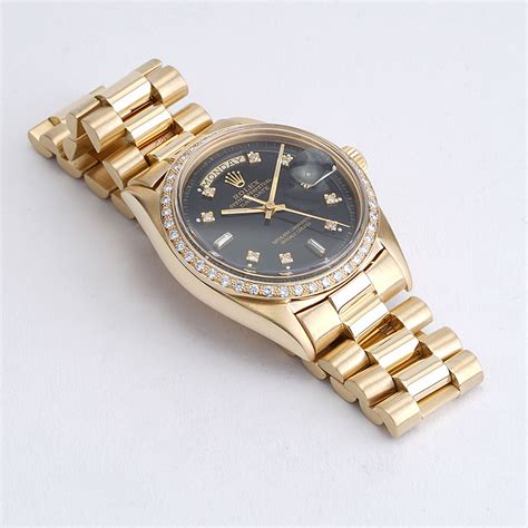 rolex day date 36mm diamond bezel|rolex diamond bezel price.